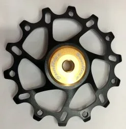 Cnc Sunrace SP864 Schaltwerksrolle Alu Gefräst Schwarz/gold 14Z (1 Stück) [19304]